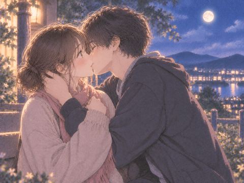 幼馴染同士が静かにキスする夢の場面