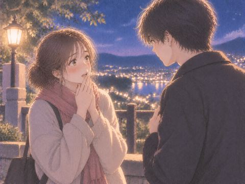 幼馴染から告白され驚く女性