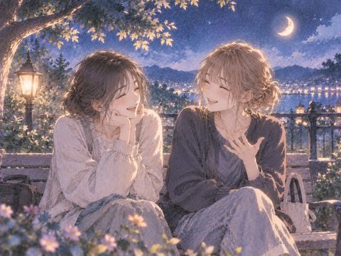 楽しそうに話す同性の幼馴染二人