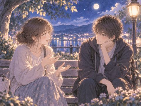向かい合って話す幼馴染二人