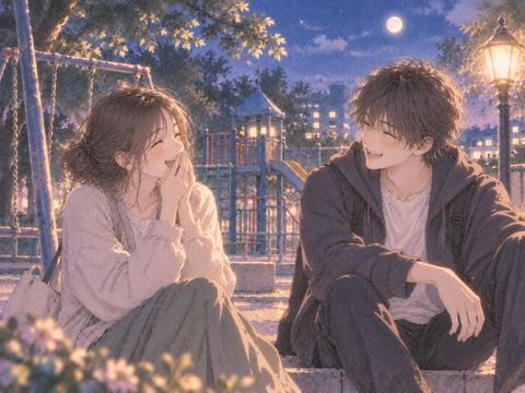 公園で楽しく過ごす幼馴染二人