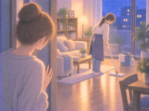掃除している人を見る夢を表す夢の場面