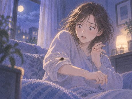 腕のそばのモザイクの気配に驚いて手を引く人物の夢