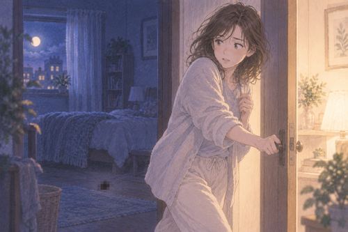 夜の部屋から別の部屋へ逃げる人物とモザイクの気配の夢