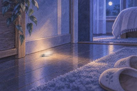 夜の床に白っぽくモザイクでぼかされた珍しいゴキブリの気配がある夢