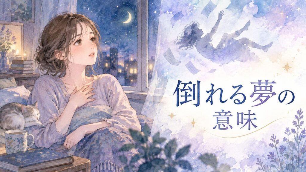 夜の部屋で夢の余韻を感じる女性と揺らぐ光景