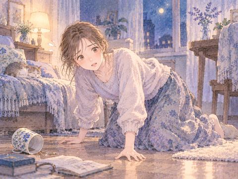 室内で突然膝から力が抜ける女性