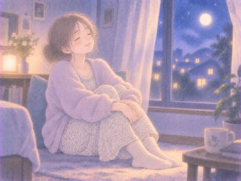 座り込んだあと安堵する女性