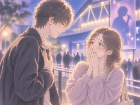 憧れの推しから告白され幸せそうに驚く女性