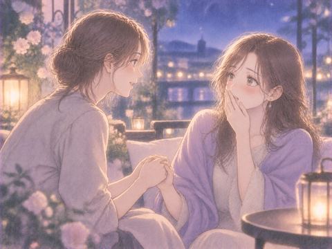 同性の女性から告白され驚きながら相手を見る女性