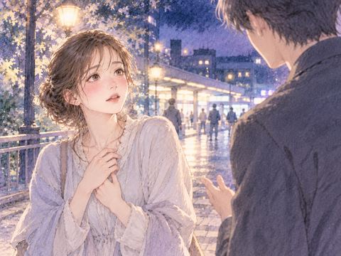 告白されて驚きながら返事に迷う女性