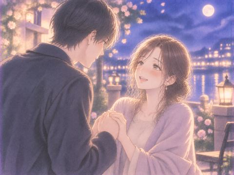 告白を受け入れて安心した笑顔を見せる女性