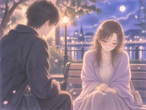 告白を受けて視線を落とし返事に迷う女性