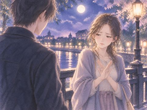 好きな人の告白に迷いながら静かに首を横に振る女性