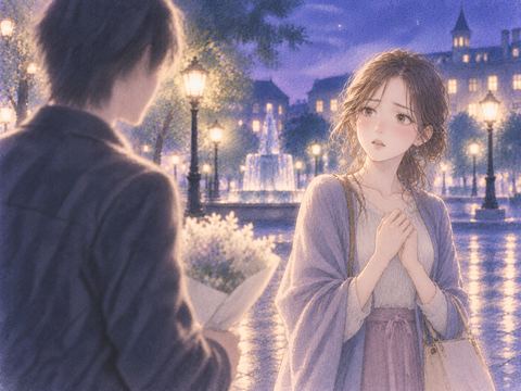 顔のはっきりしない知らない人から告白され驚く女性
