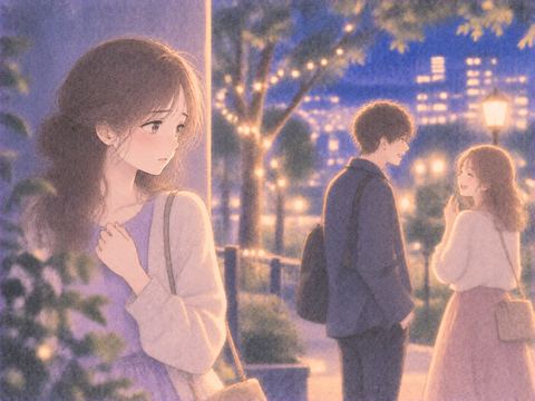 好きな男性を見て胸に手を当てる女性