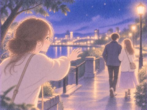 離れていく好きな人へ手を伸ばす女性