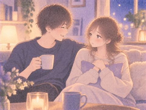 好きな人の隣で少し戸惑った表情をする女性