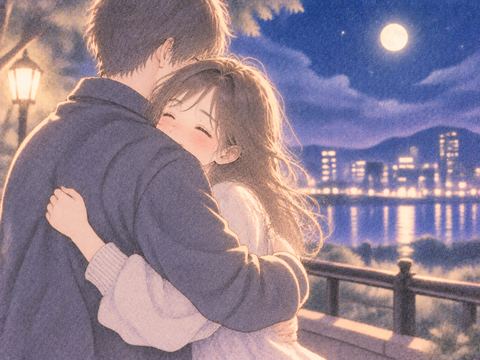 好きな人と穏やかに抱き合う女性
