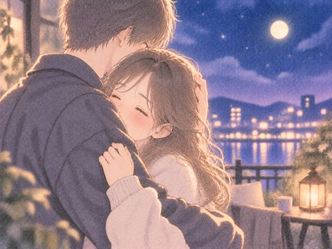 好きな男性に優しく抱きしめられる女性