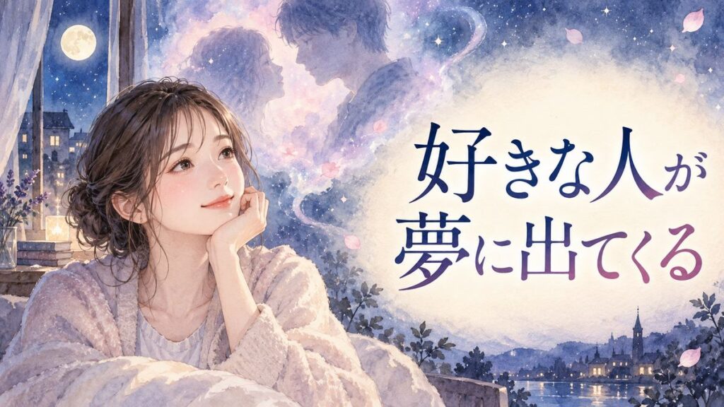 夜の窓辺で夢の中の好きな人の姿を思い浮かべる大人の女性