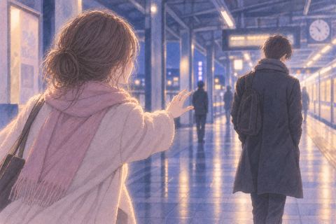 好きな人へ声をかけても気づいてもらえず立ち止まる女性