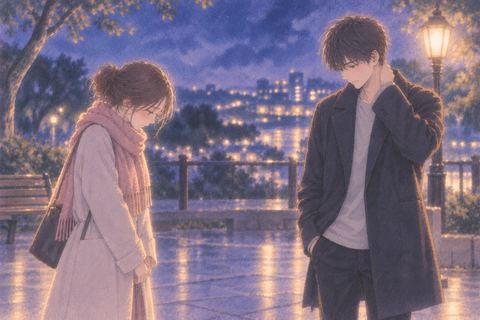 好きな人に気持ちを伝えたあと俯く女性