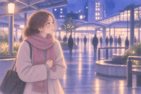 待ち合わせ場所で好きな人を待ちながら寂しそうにする女性