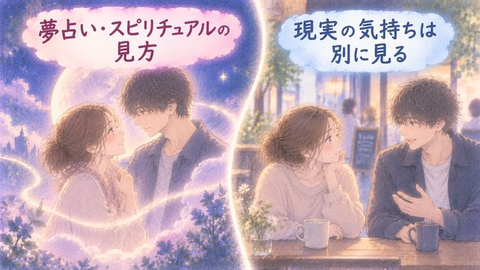 夢の中の好きな人のイメージと現実のやりとりを分けて考える女性