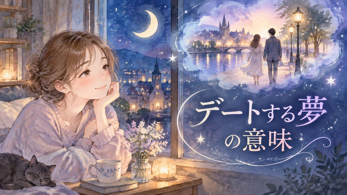 夜の窓辺で夢のデート風景を見る女性と星の光