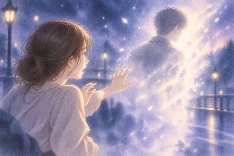 目の前の人影が淡い光へ消えていくのを驚いて見つめる人物