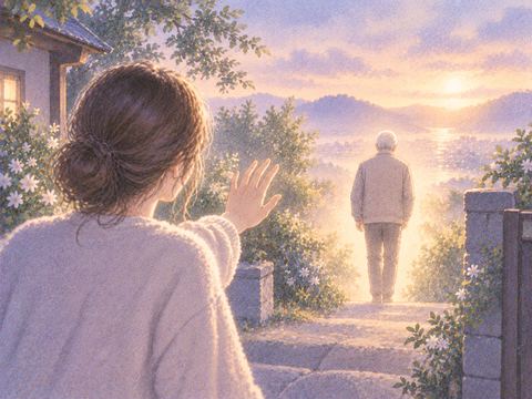 遠ざかる亡くなったおじいちゃんを静かに見送る夢
