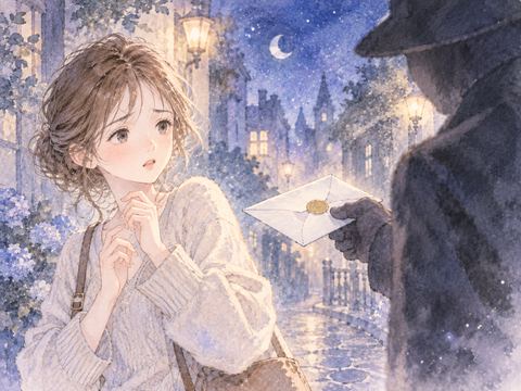 知らない人物から封筒を差し出され戸惑う女性