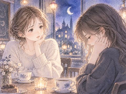 友達の言葉に戸惑う二人の女性