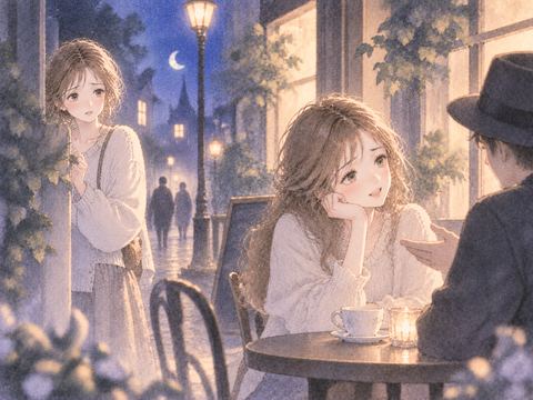 見知らぬ人と話す友達を心配する女性
