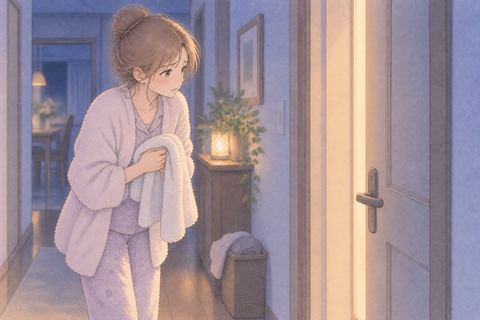 家族を心配して見守る女性