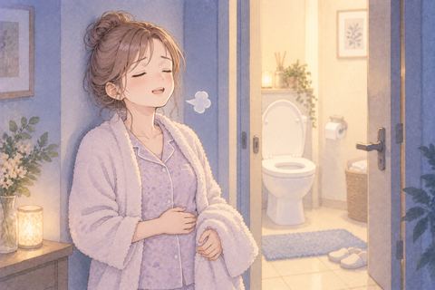 トイレを出てほっとする女性