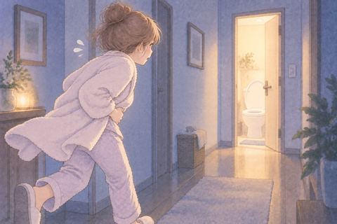 トイレへ急ぐ女性