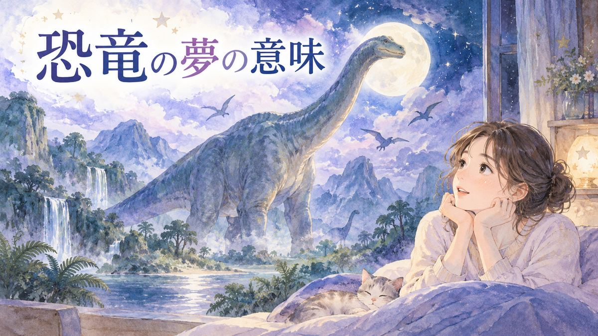 夜の窓辺で巨大な恐竜の夢を見つめる大人の女性