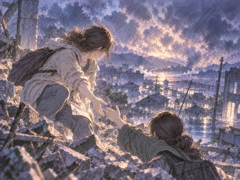 災害の中で別の人へ手を差し伸べる夢