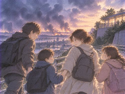災害の中で手を取り合う家族の夢