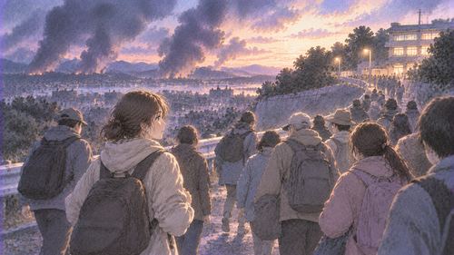 見知らぬ人々と一緒に避難する夢
