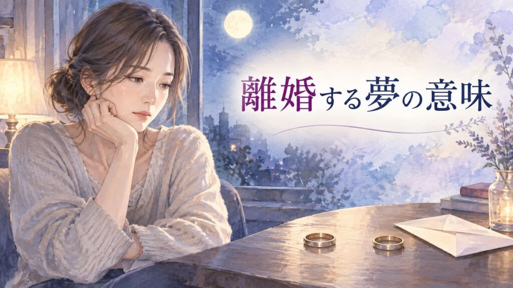 夜の部屋で考え込む大人の女性と離れて置かれた二つの指輪