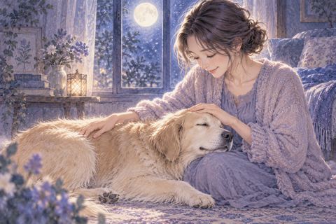 犬の頭をゆっくり撫でる人物の夢