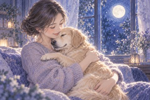 犬を胸元に抱きしめる人物の夢