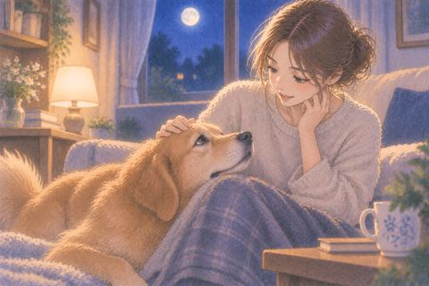 犬が自分から寄り添い人物を見上げる夢