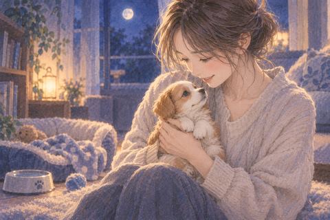 小さな子犬を両手で優しく抱える人物の夢