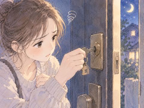 鍵穴に差した鍵がうまく回らない夜の扉