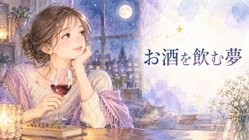 夜の窓辺でグラスを見つめる大人の女性