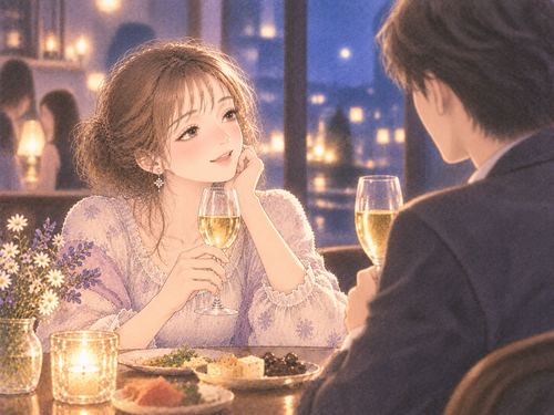 初対面の相手とお酒を飲む女性